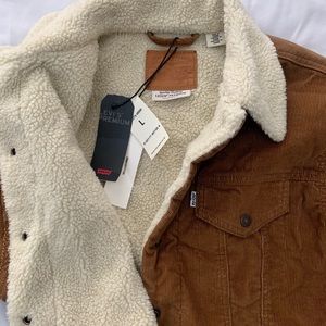 NWT LEVI Corduroy Jacket Cropped Tan/Brown